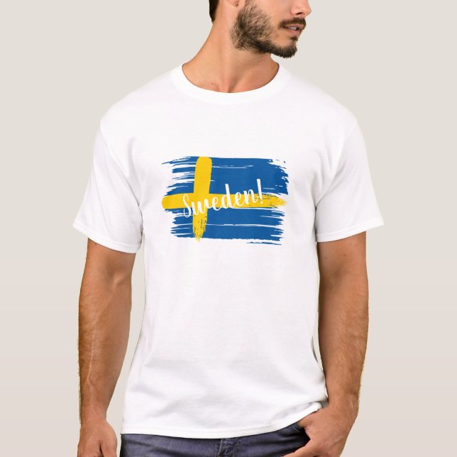 Camiseta Bandera de Suecia de pincel artístico (Anverso)