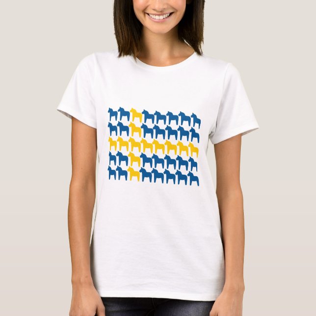 Camiseta Bandera de Suecia del caballo de Dala (Anverso)