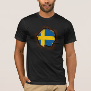 Camiseta Bandera de Suecia en mi interior, marcas de quemad