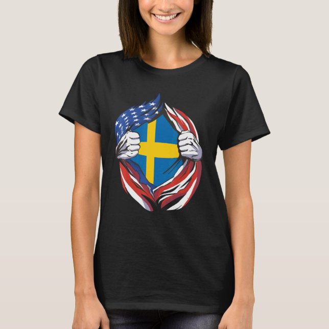 Camiseta Bandera De Suecia Orgullosa De Mi Herencia Sueca (Anverso)