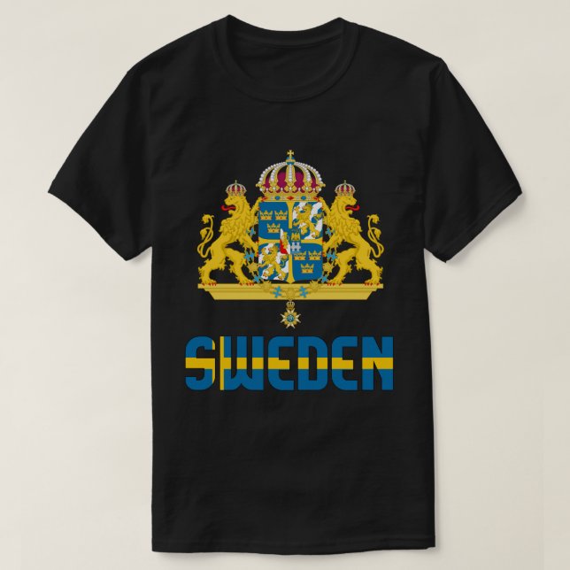 Camiseta Bandera de Suecia y Patriótico Del Escudo De Armas (Diseño del anverso)