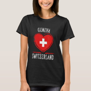 Camiseta Bandera de Suiza Corazón Ciudad de Ginebra