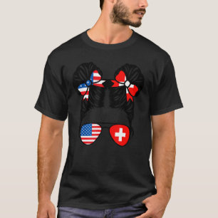 Camiseta Bandera de Suiza media americana mitad suiza Estad