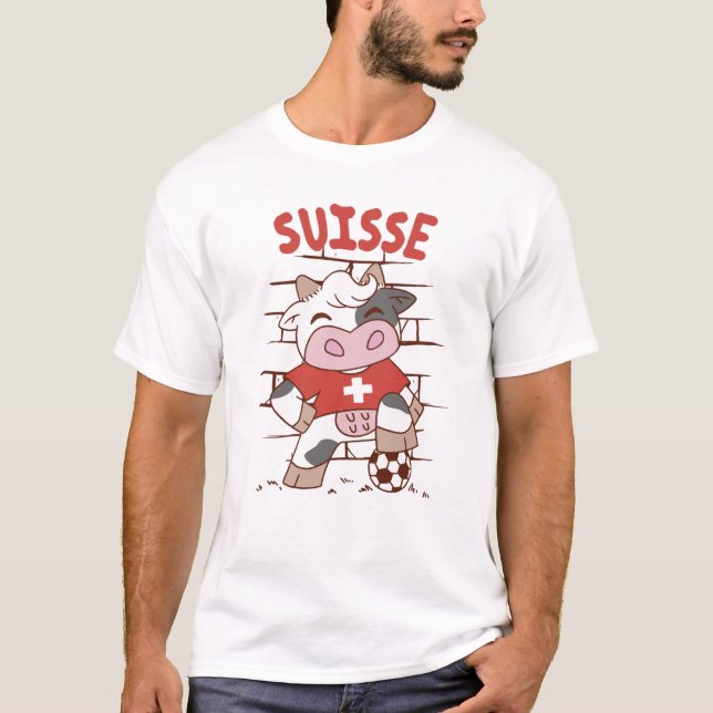 Camiseta Bandera de Suiza para hinchas de fútbol de vaca de (Anverso)