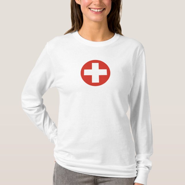Camiseta Bandera de Suiza símbolo de redondeo ejército mili (Anverso)