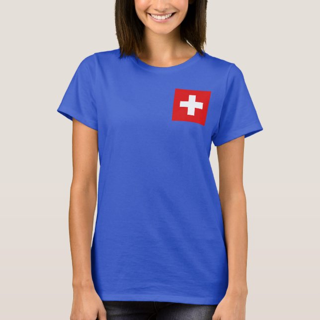 Camiseta Bandera de Suiza y Map dk T-Shirt (Anverso)