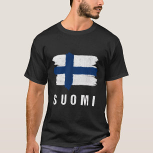 Camiseta Bandera de Suomi pintada de época Regalo del venti