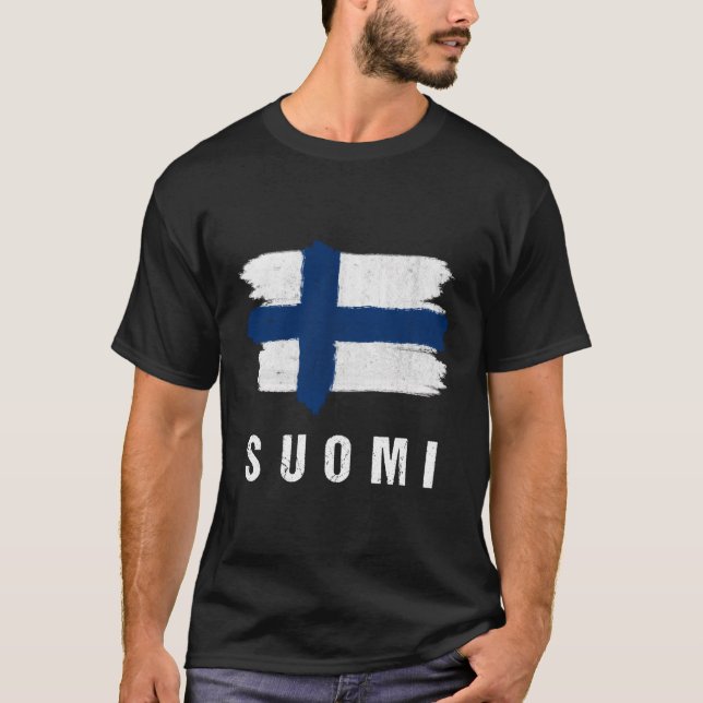 Camiseta Bandera de Suomi pintada de época Regalo del venti (Anverso)