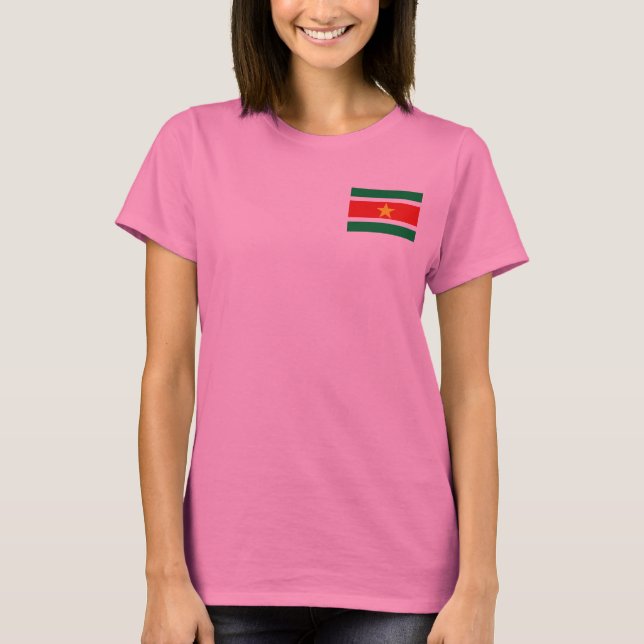 Camiseta Bandera de Surinam y Map dk T-Shirt (Anverso)