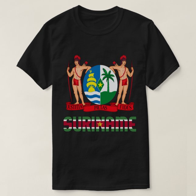 Camiseta Bandera de Suriname y Patriótico Del Escudo De Arm (Diseño del anverso)