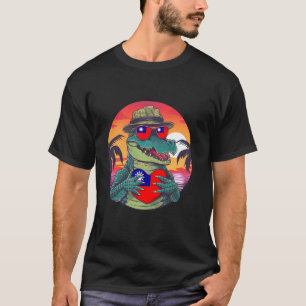 Camiseta Bandera de Taiwán Cocodrilo Atardecer Orgullo Taiw