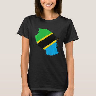Camiseta Bandera de Tanzania en el contorno de Tanzania