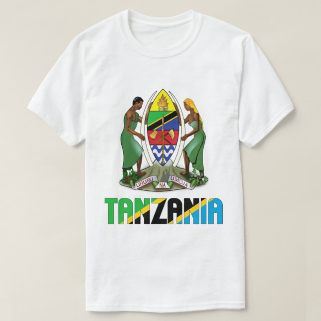 Camiseta Bandera de Tanzania y Patriótico Del Escudo De Arm (Diseño del anverso)