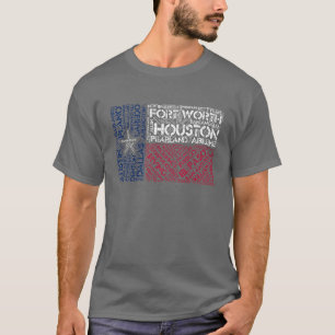 Camiseta Bandera de Texas con nombre de ciudad Arte de Word