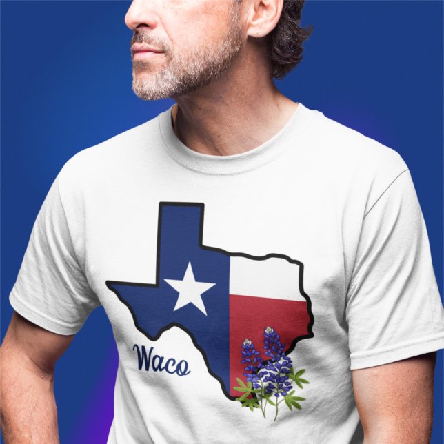 Camiseta Bandera de Texas con Personalizado de Bluebonnet c (Subido por el creador)