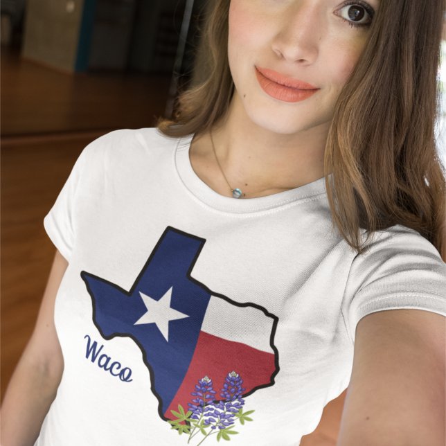 Camiseta Bandera de Texas con Personalizado de Bluebonnet c (Subido por el creador)