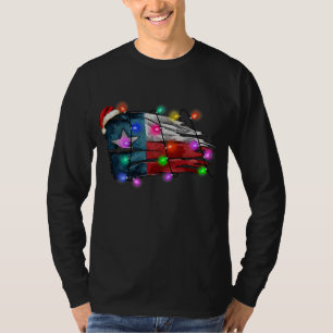 Camiseta Bandera de Texas Feliz Navidad Luces navideñas nor