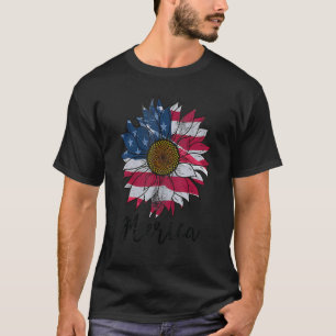 Camiseta Bandera de Tie Dye American Sunflower 4 de julio G