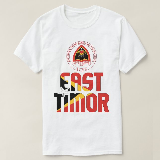 Camiseta Bandera de Timor Oriental y Patriótico del Escudo  (Diseño del anverso)