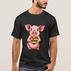 Camiseta Bandera de Togo Cerdo Lindo Corazón Raíces Togoles