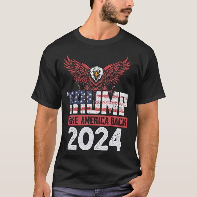 Camiseta Bandera de Trump 2024: Hombres de América (Anverso)
