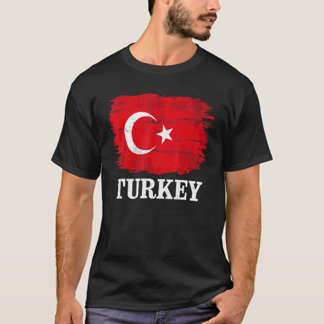 Camiseta Bandera de Turquía vintage para turco (Anverso)