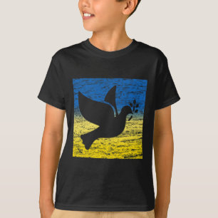 Camiseta Bandera de Ucrania Amarillo Azul Paloma Pájaro de