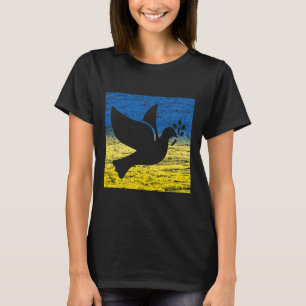 Camiseta Bandera de Ucrania Amarillo Azul Paloma Pájaro de