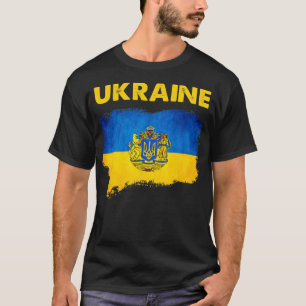 Camiseta Bandera de Ucrania de época con símbolo de trident