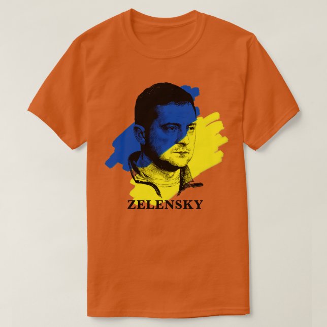 Camiseta Bandera de Ucrania de Volodymyr Zelensky (Diseño del anverso)