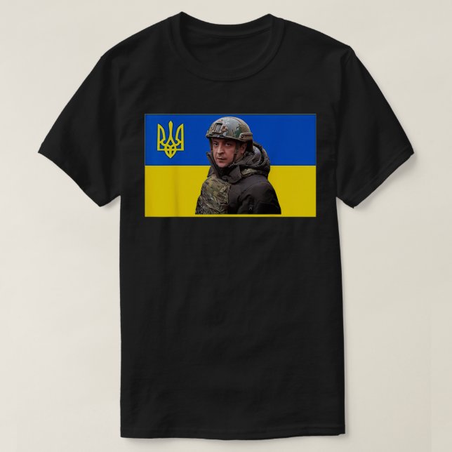 Camiseta Bandera de Ucrania de Volodymyr Zelenskyy (Diseño del anverso)