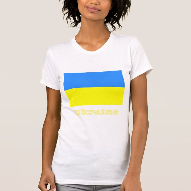 Camiseta Bandera de Ucrania, etiquetada, (Anverso)