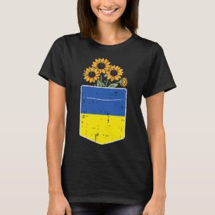 Camiseta Bandera de Ucrania Girasol Bolsillo Mujeres ucrani