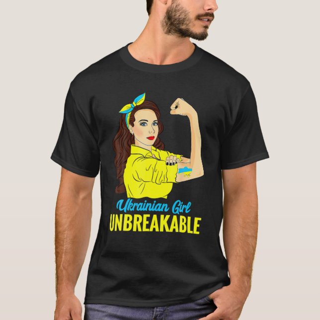 Camiseta Bandera de Ucrania inquebrantable de las mujeres u (Anverso)