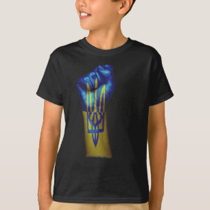 Camiseta Bandera de Ucrania + Tridente en un puño cerrado l
