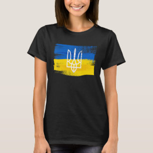 Camiseta Bandera de Ucrania y escudo de armas pintado Pa uc