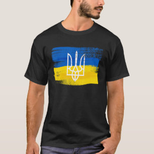 Camiseta Bandera de Ucrania y escudo de armas pintado Pa uc