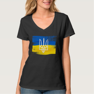 Camiseta Bandera de Ucrania y escudo de armas pintado Pa uc