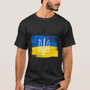 Camiseta Bandera de Ucrania y escudo de armas pintado patri