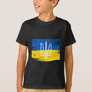 Camiseta Bandera de Ucrania y escudo de armas pintado patri