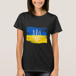 Camiseta Bandera de Ucrania y escudo de armas pintado patri