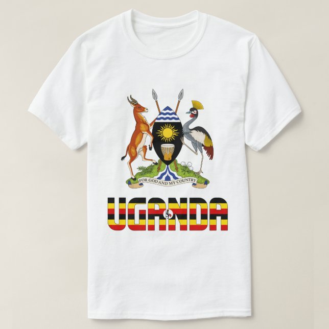 Camiseta Bandera de Uganda y Patriótico Del Escudo De Armas (Diseño del anverso)