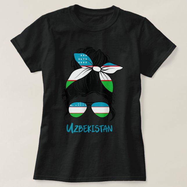 Camiseta Bandera de una mujer uzbeka Chica uzbeka chica Uzb (Diseño del anverso)