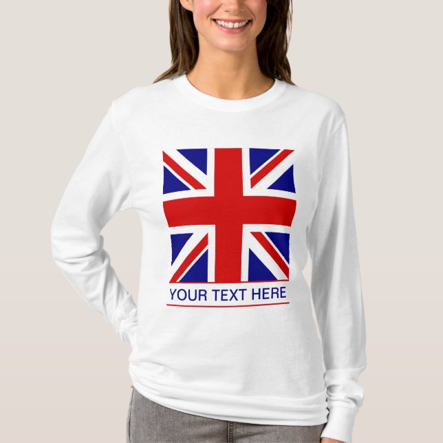 Camiseta Bandera de Union Jack más su texto (Anverso)