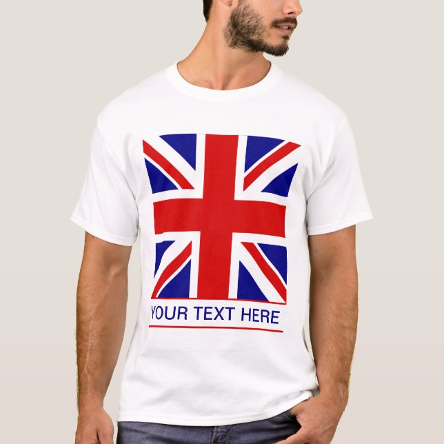 Camiseta Bandera de Union Jack más su texto (Anverso)