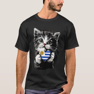 Camiseta Bandera de Uruguay Raíces Uruguayas Gato Corazón O