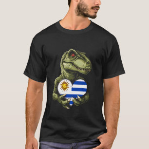 Camiseta Bandera de Uruguay T-Rex Raíces Uruguayas Corazón