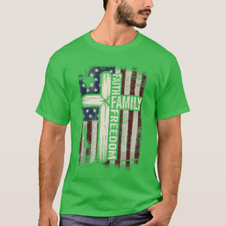 Camiseta Bandera de USA Fe Familia Libertad