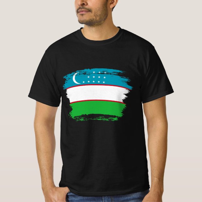 Camiseta Bandera de Uzbekistán (Anverso)