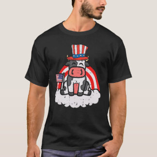 Camiseta Bandera De Vaca De Estados Unidos Sombrero De Arco